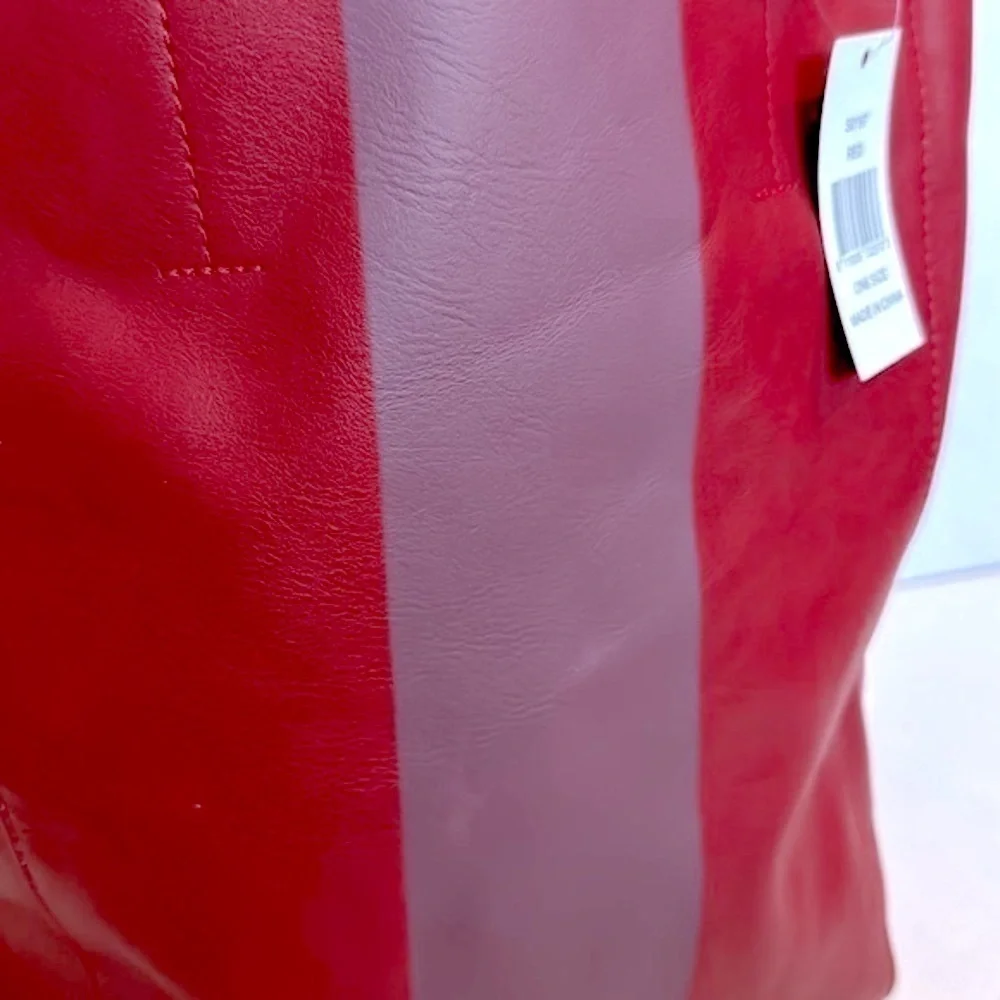 Saks Fifth Avenue Red Tote Bag with removable zebra tag NWT